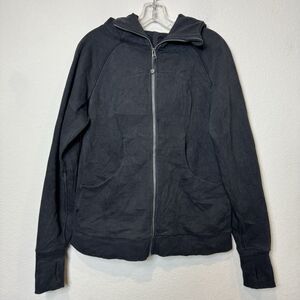 Lululemon Scuba Hoodie Black Sweatshirt Full Zip Thick Cotton Flaw Women’s 12